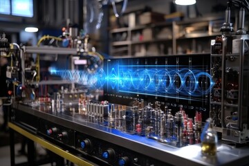 Quantum Computing and Quantum Simulators - A futuristic quantum lab where scientists use advanced simulators to explore new computing possibilities.