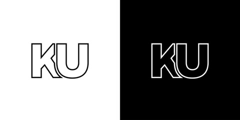 Letter K and U, KU logo design template. Minimal monogram initial based logotype.