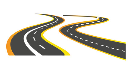 Winding road isolated on transparent background. Set of Bending roads and highways vector illustrations 