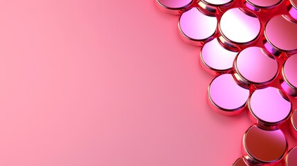 Pink Metallic Discs Arranged on Pink Background