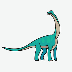 Friendly Cartoon Brachiosaurus with white Background