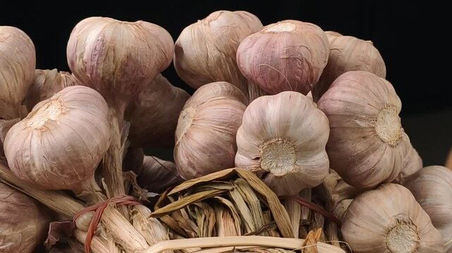 Dried garlic in a basket