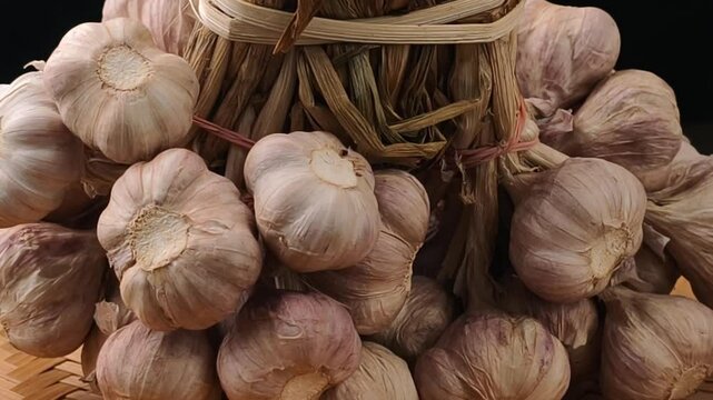 Dried garlic in a basket