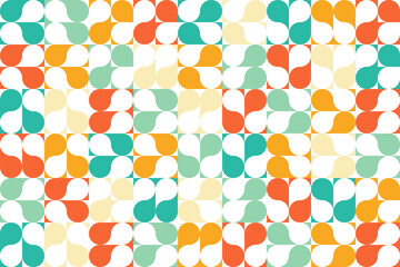 Abstract geometric pattern of connected circle shapes. Connected blobs objects in random colors. A vector illustration.
