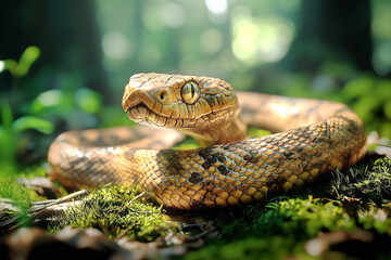 Obraz premium Silent Wanderer A Snake Slithering Through the Forest