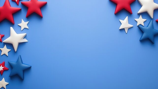 Patriotic background featuring red, white, blue stars symbolizing american national pride during holiday commemorations copy space for text