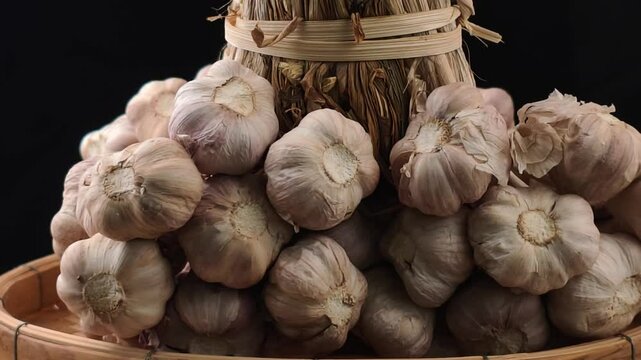 Dried garlic in a basket