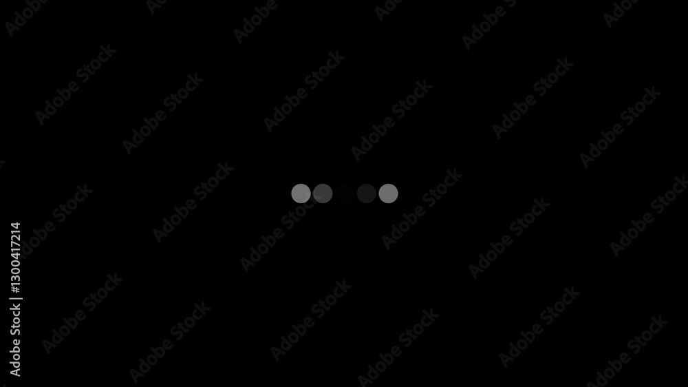 Poster animation loading bar 5 dots looping progress icon on black background. website loading animation co