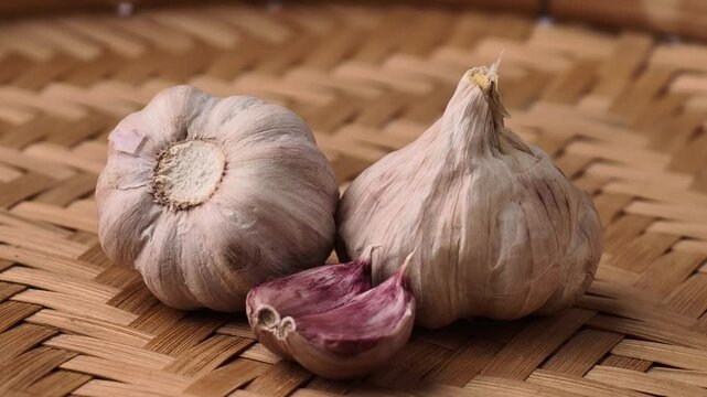 Dried garlic in a basket