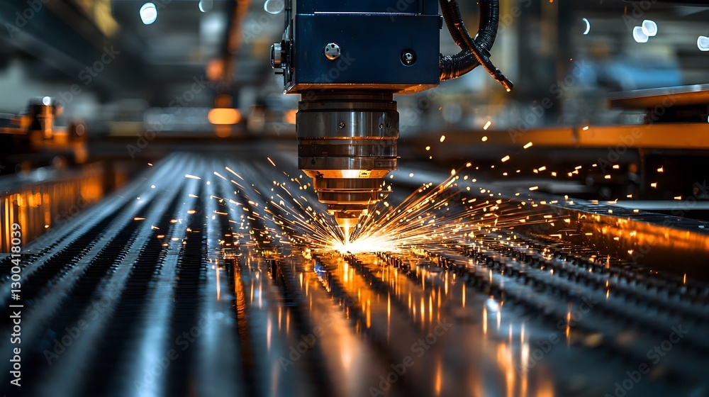 Poster state-of-the-art cutting machinery working on material processing, delivering speed and accuracy in 