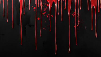 Red dripping liquid on a black background, creating a dramatic and intense visual effect