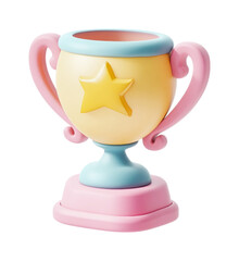 Fototapeta premium Colorful trophy designed for children celebrating achievements during fun events and competitions in a playful setting, cut out