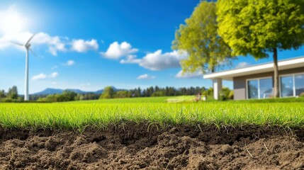 Obraz premium Sustainable agriculture techniques improving soil health and biodiversity, incorporating organic farming and permaculture principles.