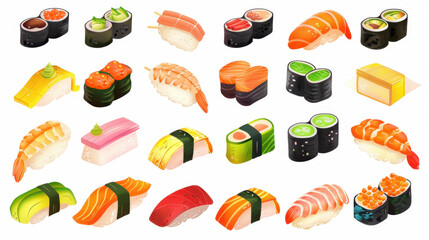 Naklejka premium colorful sushi assortment