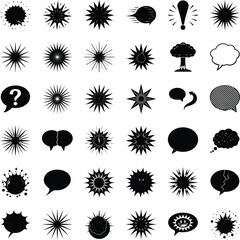 Graphic Design Elements Stars, Bursts, Speech Bubbles, and Icons