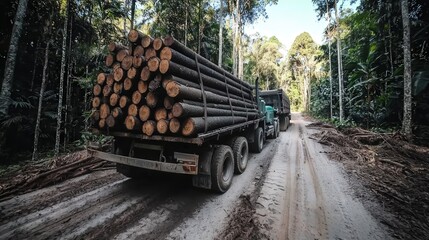 Sustainable forestry management balancing conservation and responsible logging, protecting wildlife habitats and reducing deforestation.