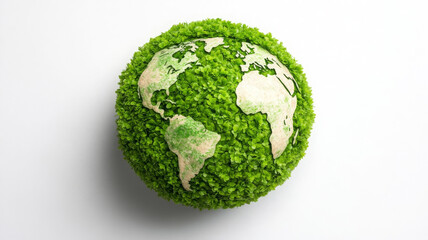charming 3D globe made of lush green foliage, symbolizing nature and sustainability