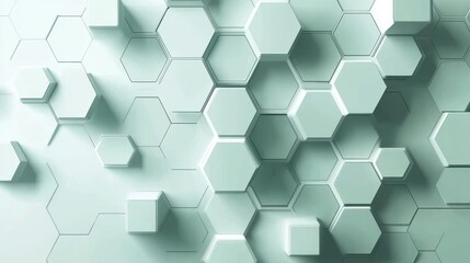 An abstract hexagonal pattern forms an intricate three-dimensional visual, playing with shadows and depth to create a sense of complexity and modernity.