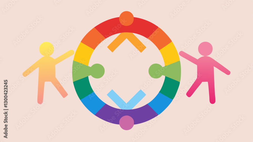 Poster unity circle a circle of figures holding hands each decorated with distinct lgbtq flags ing unity ac