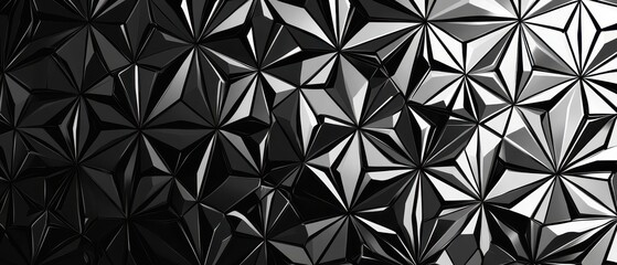 Elegant black and white Asanoha pattern with highcontrast geometric shadows, creating a striking minimalist aesthetic