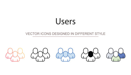 Users icon design with white background stock illustration