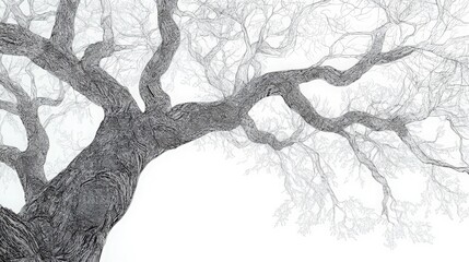 Fototapeta premium Monochrome tree with detailed texture and intricate branch network design
