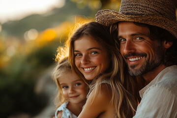 Naklejka premium A happy family playing together in a sunny park