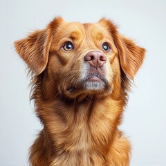 Adorable dog posing against a clean white background showcasing its playful nature and charming personality
