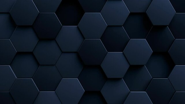 hexagon background video, abstract black geometric hexagonal 4k seamless loop, corporate technology wallpaper backdrop