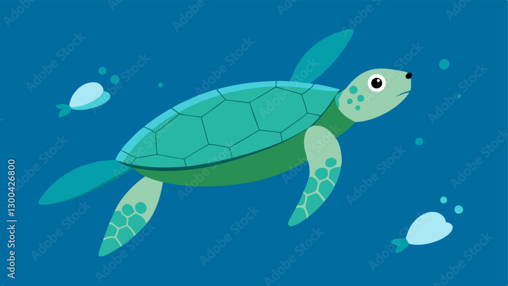 Poster turtle with plastic a sea turtle swimming a floating debris highlighting the ingestion of microplast
