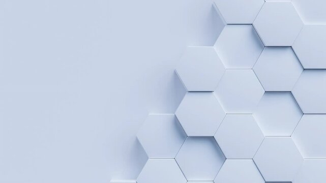 hexagon background video, abstract light geometric hexagonal 4k seamless loop, corporate technology wallpaper backdrop, copy space