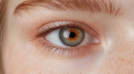 Obraz premium Close-up of a Beautiful Human Eye with Unique Color Patterns