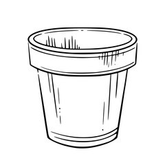 Flowerpot. Minimalist isolated vector illustration of a plant pot. Ideal for gardening, interior decor, and urban planting themes, cards, sign. Good for seasonal decoration, coloring page, collage