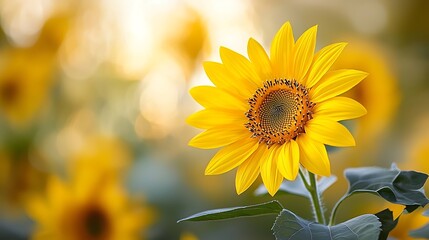 Obraz premium Bright Sunflower in Field at Sunrise