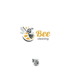 Bee cleaning agency washing logo