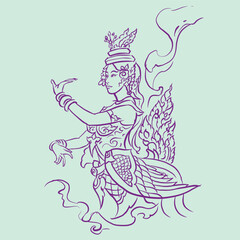 Asian dancer with costume vector for illustration card decoration 