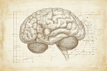 Highly Detailed Vintage Illustration of a Human Brain with Architectural Elements, Perfect for Educational, Medical, and Artistic Purposes in Various Creative Projects