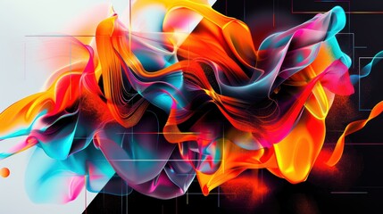 Colorful Abstract Waves in Dynamic Flow Creating Energetic Vibes and Motion