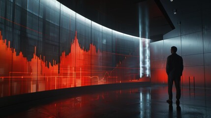 Businessman Analyzes Forex Trading Graph in a High-Tech Financial Environment for Investment Insights