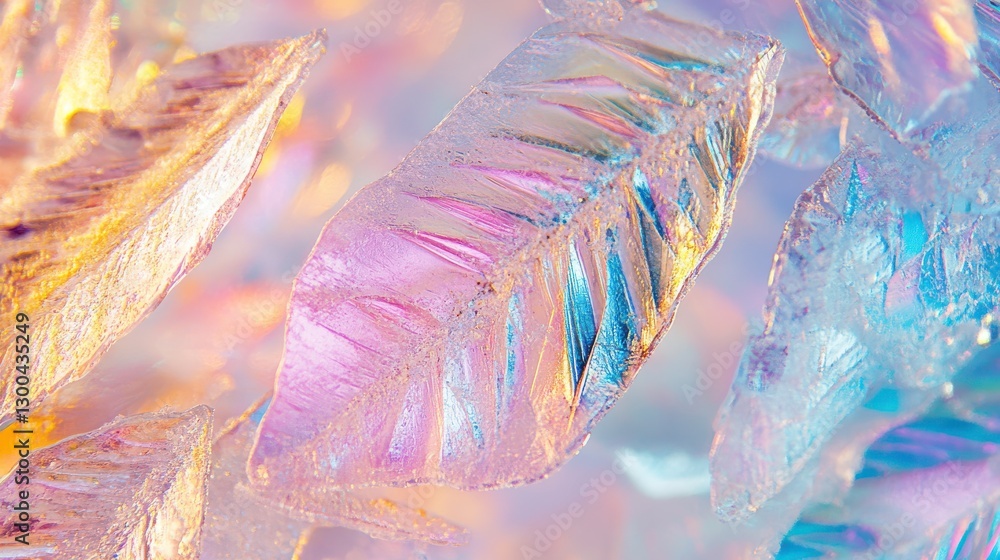 Poster icy crystal patterns in macro detail
