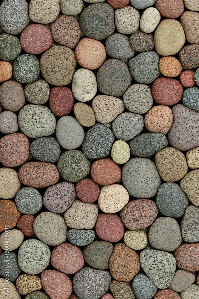 Poster assorted pebbles arranged in a mosaic style for decorative surface use