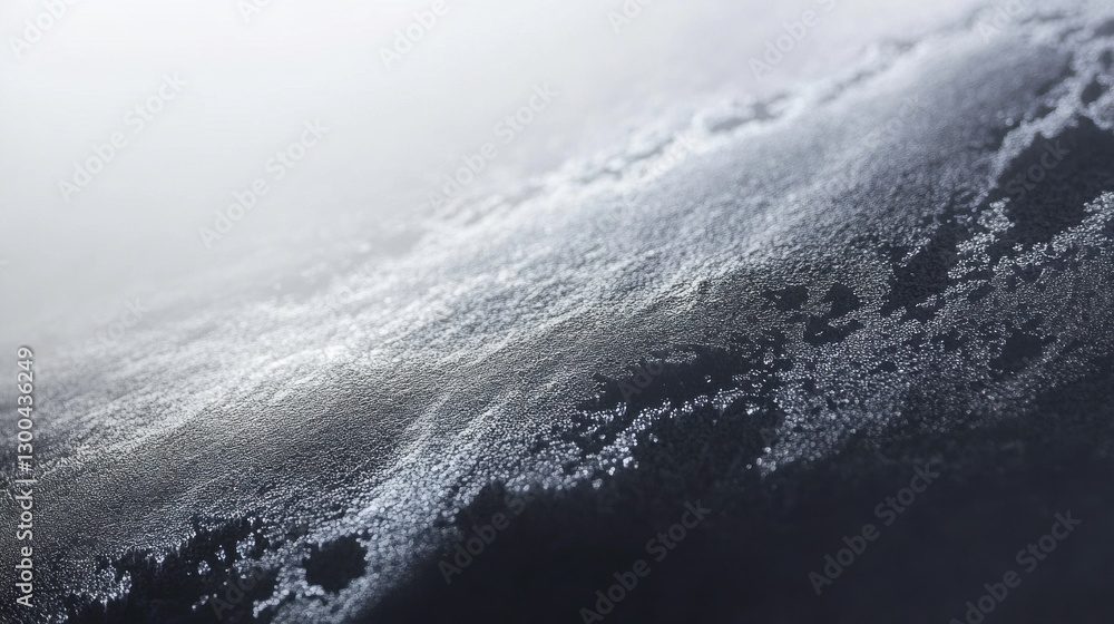 Poster intricate ice patterns on windowpane in macro focus
