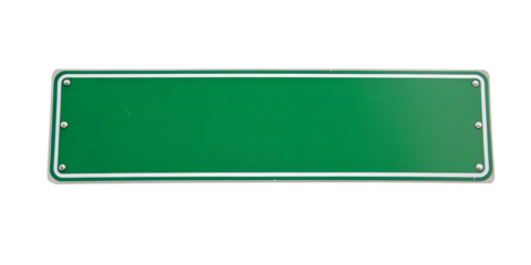 Green Street Sign on White Background, Urban Directional Sign, Traffic Sign, City Street Marker, Cut Out