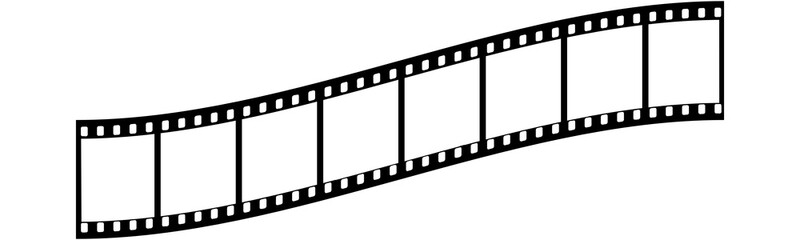 Obraz premium Filmstrip Rise Shape, isolated transparent png background. Blank space filmstrip with frame, representing photography and cinema concepts videography elements, cinema movie reel.