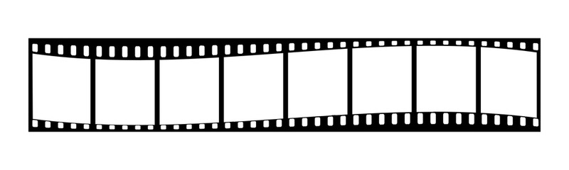 Filmstrip Wave Shape, isolated transparent png background. Blank space filmstrip with frame, representing photography and cinema concepts  videography elements, cinema movie reel.