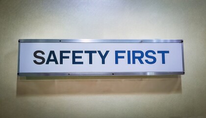 A prominent sign emphasizing the importance of safety in various environments.