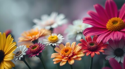 Obraz premium Colorful Daisy Flowers Blooming in Spring Garden with Soft Background