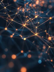 Fototapeta premium A 3D plexus network with glowing lines and nodes connecting in a complex web, representing the digital world and AIgenerated data.