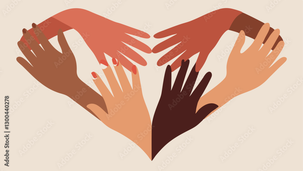 Aufkleber unity symbols a collage of hands of different skin tones creating a heart shape symbolizing unity an