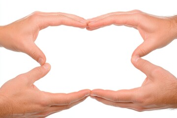 Hands come together to create a frame, symbolizing unity and collaboration in a serene setting